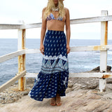 2019 style bohemian beach skirts printing split skirts New women's skirts boho sexy ankle-length skirts holiday pleated skirts
