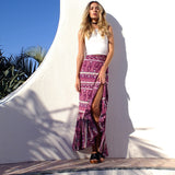 2019 style bohemian beach skirts printing split skirts New women's skirts boho sexy ankle-length skirts holiday pleated skirts